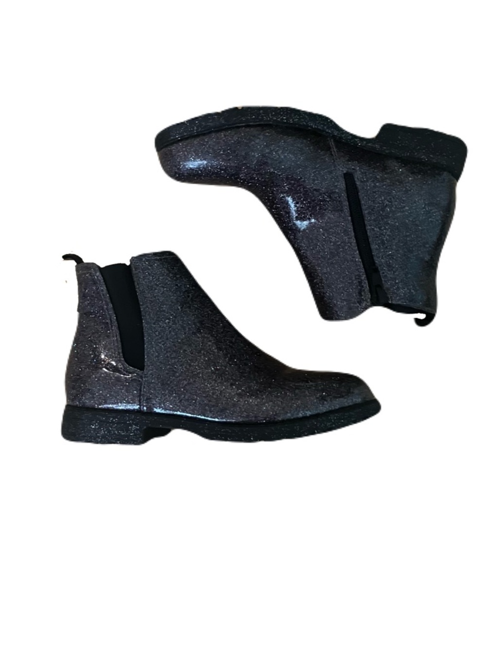 Source Unknown Glitter Chelsea Rain Boots in Sparkling Purple-Gray